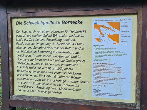 schild an schwefelquelle bei boernecke vorharz