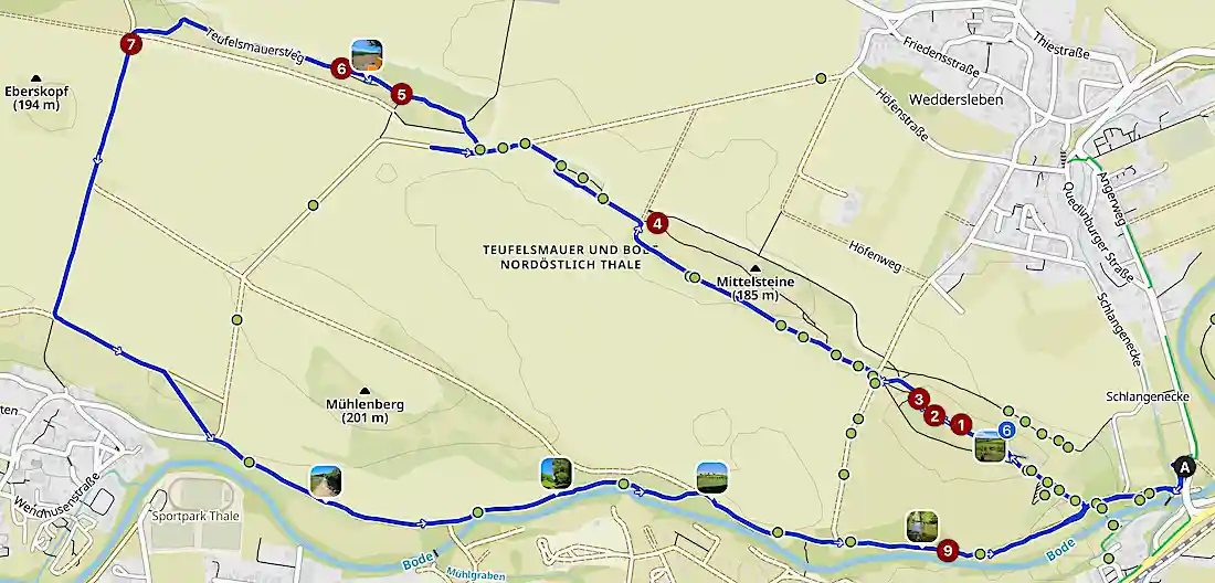 wanderweg entlang der teufelsmauer und bode im harz